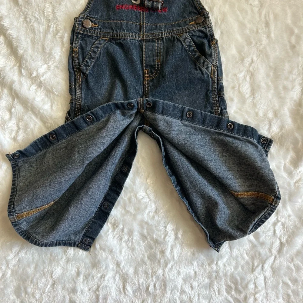OshKosh B'Gosh Engineers Crew Denim Overalls w/ Carpenter Pockets 18 Months